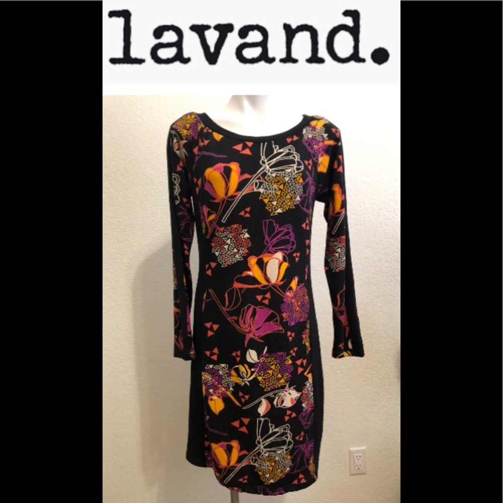 NWT Lavand Floral Black Sweater Dress XL